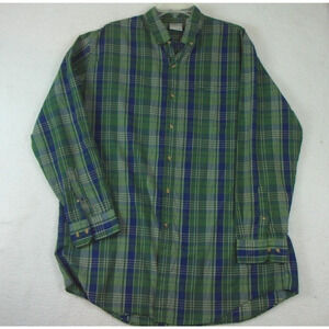 Saddlebrook Mens Long Sleeve Button Down Green Paid Shirt Size XLT